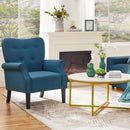 Navy Blue Compact Midcentury Armchair Tufted Backrest
