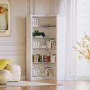 Modern 5-Tier Corner Bookshelf with Adjustable Storage in White MDF for Bedroom and Living Room