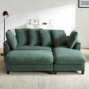 Upholstered Sectional Sofa with Movable Ottoman and Storage in Green Chenille, 83 Inch