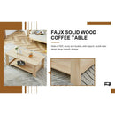 A modern and practical log colored textured coffee table,tea table. The double-layer coffee table is made of MDF material. Suitable for living room 43.3"x21.6"x16.5"