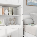 Queen Size Murphy Bed with 2 Side Cabinet Storage Shelves, 68-inch Cabinet Bed Folding Wall Bed with Desk Combo Perfect for Guest Room, Study, Office,White(old sku:BS7013008104C)