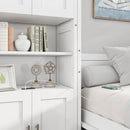 Full Size Murphy Bed with 2 Side Cabinet Storage Shelves, 61.5-inch Cabinet Bed Folding Wall Bed with Desk Combo Perfect for Guest Room, Study, Office,White(old sku:BS7013008109C)