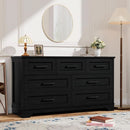Seven Drawer Dresser For Bedroom Black Finish Storage