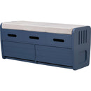 Rustic Storage Bench with 2 Drawers, Hidden Storage Space, and 3 False Drawers at the Top, Shoe Bench for Living Room, Entryway (Navy)