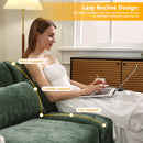 Elegant Four-Seater Sofa with Movable Ottoman, Lumbar Pillow, Green Chenille Fabric, Solid Wood Frame