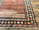 Antique Persian Rug 4x7, Sarab Tribal Wool Carpet, Brown and Multicolor, Handmade Wide Runner Rug 4 x 7, Open Field, Rainbow Border