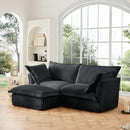 Slipcovered Sectional 2 Seater Sofa Couch with Convertible Ottoman, Wide and Deep Seat L Shaped Sofa with Detachable Cover and Soft Multiple Big Pillows,Gray Corduroy Fabric