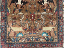Unique Afghan Silk Rug 4x6, Hunting Pattern Animal Motifs, Light Brown and Cream, Persian Handwritten Poetry, Fine 1940s Oriental Carpet Wow