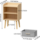 Nightstand With Collapsible Fabric Drawer, 2-Tier Storage End Table, Wood Side Table with Storage Cabinet for Bedroom, Living Room - Oak