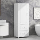 Tall Bathroom Storage Cabinet, Freestanding Storage Cabinet with Two Drawers and Adjustable Shelf, MDF Board with Painted Finish, White (Old Sku:WF312728AAK)