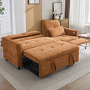 2-in-1 Sofa 82' Three-seater Sofa with Sofa Bed and Reversible Recliner, Orange Chenille