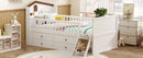 Twin Bed Frame with Storage 4 Drawers,Wooden Bed Frame for Kids,Platform Twin Size Bed with Guardrail Headboard and Ladder, No Box Spring Needed, Easy Assembly, White