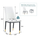 4 Dining Chair Set, White Dining Chair Set, PU Material High Back Seat and Sturdy Black Leg Chair for Dining Room, Kitchen and Living Room c-010