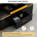 [Video Provided] U-Can Lift-Top Coffee Table with 4 Storage Stools, Modern Space Saving Center Table with Foldable Top, Multi-Functional Adjustable Coffee Table for Living Room