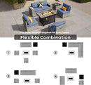 Modular Outdoor Wicker Sofa Set with Fire Pit Table