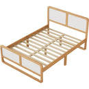 Modern Style Full Size Solid Wood Platform Bed for Kids, Teens, Adults, No Need Box Spring, Walnut and White
