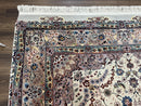 Beautiful Pak Persian Rug 6x9, Floral Medallion, Wool and Silk, Highly Detailed Elegant Carpet, Vintage Oriental Rug 6 x 9, Cream and Gray