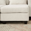 Convertible Chaise Lounge 63' Loveseat Sofa Bed with USB Ports, Cup Holders, Phone Holder, Storage, Beige Corduroy