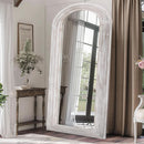 Arched Full Length Mirror With Solid Wood Frame 71x32 Rustic White