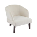 Modern Accent Chair with Round Back & Wooden Legs - Mid-Century Inspired Lounge Chair for Living Room, Bedroom, or Office - Soft Fabric Upholstery