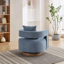 29.1"W Swivel Accent Open Back Chair Modern Comfy Sofa Chair With Weathered Base For Nursery Bedroom Living Room Hotel Office, Club Chair Leisure Arm Chair For Lounge (Pale Blue,Linen Blend)