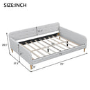 Full Size Upholstered Daybed with 4 Support Legs,Beige(Old SKU:DL001825)
