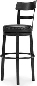 Valebeck 30.38 Black Upholstered Pub Height Swivel Barstool