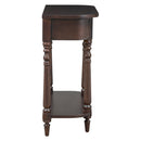 TREXM Narrow Console Table with Curved Corner, Retro Entryway Table with Top Drawer and Open Shelf, Sofa Table Console Tables for Entryway, Hallway and Living Room (Espresso)