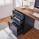 Blue Farmhouse Executive Desk With Charging Station