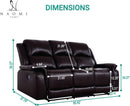 Espresso Leather Sofa Set With Manual Recliner For Living Room