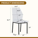 Luxury Simple Chair Set of 4 White PU Material High Resilience Dining Chair with Metal Black Leg