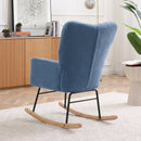 Rocking Chair Teddy Upholstered Glider Rocker Rocking Accent Chair Padded Seat with High Backrest Armchair Comfy Side Chair for Living Room Bedroom Offices Blue