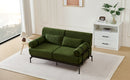 Modern Loveseat Sofa 2-Seater with USB Ports, Cylindrical Armrests, Green Chenille, 59 Inch