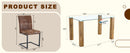 Table and chair set.A 49.6*30 Inch Transparent Tempered Glass Dining Table With Wood Grain MDF Legs.Paired With 4 Ergonomic Brown Technology Fabric Dining Chairs,Black Metal Legs.