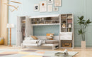 Full Size Murphy Bed Wall Bed with Closet , Drawers and Shelves, White
