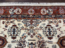 Indo Chinese Wool Rug 9x12, Ivory and Rust Red, Dragon Motifs