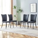 Modern Black PU Chair Set - Four Pieces with Vertical Backrest Design for Kitchen and Living Rooms