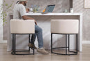 Contemporary Cream Linen Bar Stools Set Of 3 24 In
