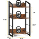 3 Tier Wooden Bookshelf With Edge Protection Vintage Brown
