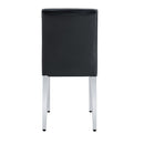 Simple and Versatile Four Black PU Dining Chairs with Silver Metal Legs