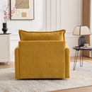UNITED WE WIN Swivel Barrel Chair - Mid Century Modern Chair, Thick Padded Arm Chair with Solid Metal Base, Comfortable Single Sofa Chair, Swivel Accent Chair for Living Room Bedroom