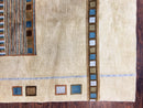 Tibetan Rug 5x8, Contemporary Rug 5 x 8 ft, Cream Brown Blue Hand-Knotted Wool w/ Silk Highlights Tibetan Carpet, Modern Rug