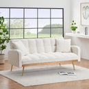 69 Inch Sofa Bed Beige with Adjustable Teddy Sofa for Small Space Living Room and Bedroom