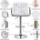 White PU Leather Adjustable Swivel Bar Stools Set of 2