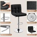 Set Of 2 Adjustable Black PU Leather Swivel Bar Stools