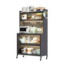 64' Kitchen Pantry Storage Cabinet, 5 Tier Metal Storage Cabinet with Wheels, Transparent Flap Door &  DIY Hole Board , Kitchen Storage Bakers Rack, for Kitchen, Living Room and Dining Room, Gray