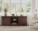 75 Inch Rustic Brown Barn Door TV Stand With Storage