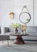Handsome Cleveland Mirror With Rope Strap Contemporary Design Circle Mirror With Round Metal Frame For Wall Decor