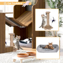 Mid-Century Modern Walnut Vintage Multi-use Cabinet With Cat scratcher Bed cat friendly furniture