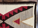 Antique Navajo Rug 2x4, Collectible Native American Wool Handmade Rug, Ivory Black Red Gray, Vintage Navajo Textile